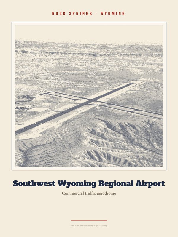 Rock Springs Southwest Wyoming Regional Airport Landmark Print artwork detail