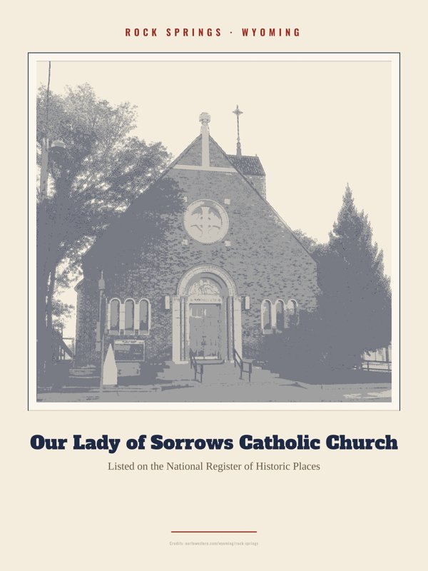 Rock Springs Our Lady of Sorrows Catholic Church Landmark Print artwork detail