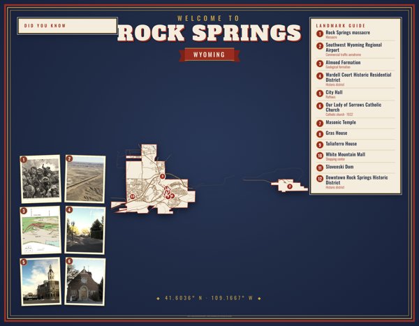 Rock Springs Map Placemat artwork detail