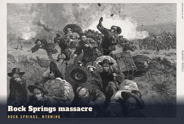 Rock Springs Rock Springs massacre Postcard artwork detail