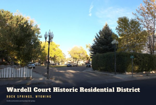 Rock Springs Wardell Court Historic Residential District Postcard artwork detail
