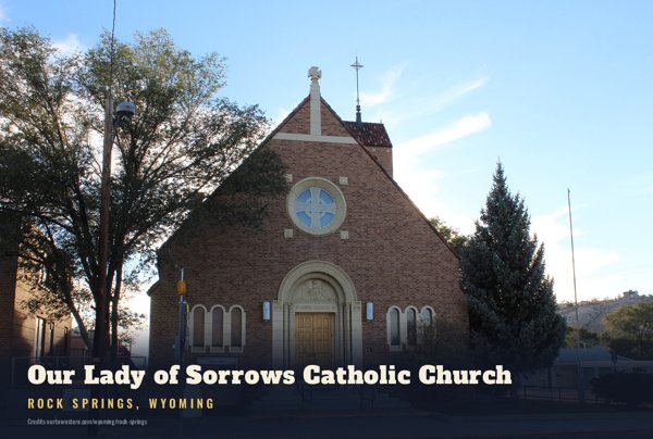 Rock Springs Our Lady of Sorrows Catholic Church Postcard artwork detail