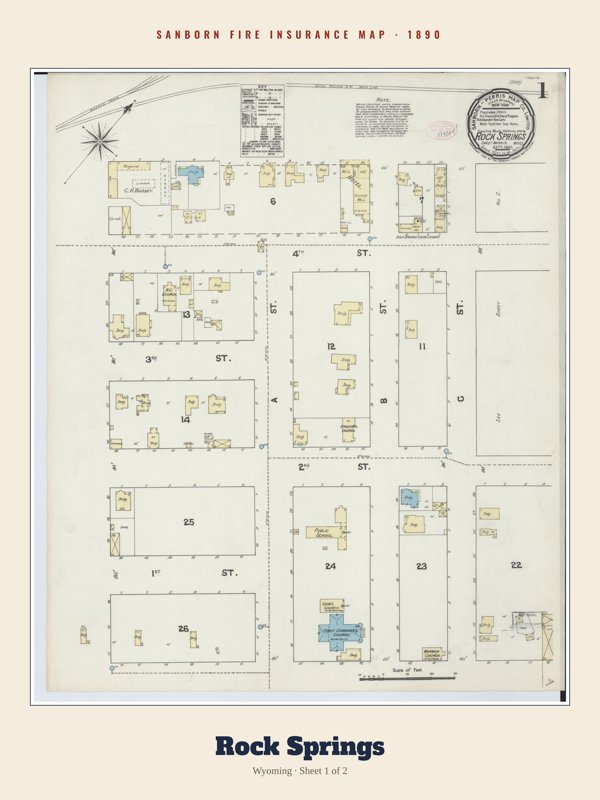Rock Springs Sanborn Map Print artwork detail