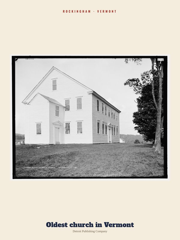Rockingham Oldest church in Vermont Archive Print artwork detail