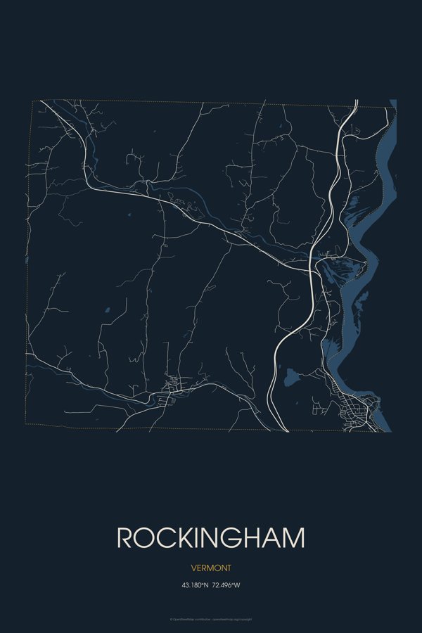 Rockingham Street Map Poster · Midnight artwork detail