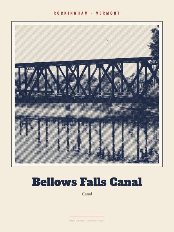 Rockingham Bellows Falls Canal Landmark Print artwork detail
