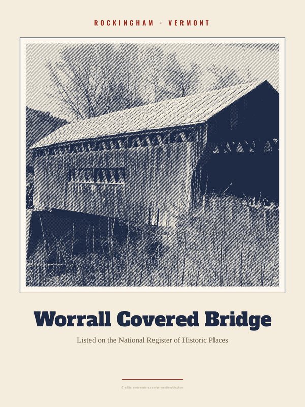 Rockingham Worrall Covered Bridge Landmark Print artwork detail
