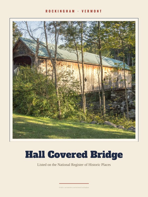 Rockingham Hall Covered Bridge Landmark Print artwork detail