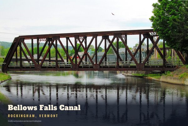Rockingham Bellows Falls Canal Postcard artwork detail