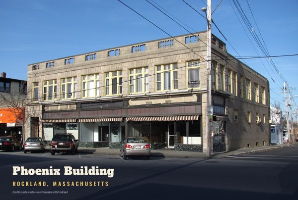 Rockland Phoenix Building Postcard artwork detail