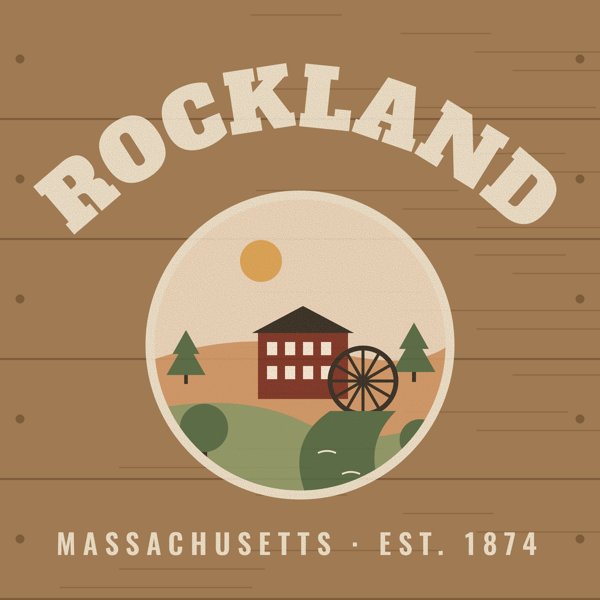 Rockland Hometown Wood Sign artwork detail