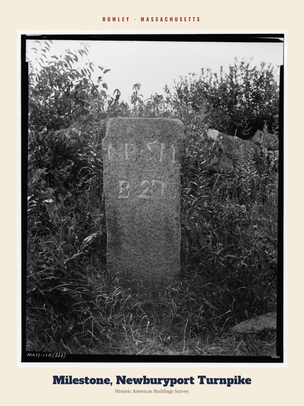Rowley Milestone, Newburyport Turnpike Archive Print artwork detail