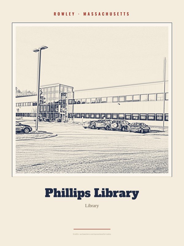 Rowley Phillips Library Landmark Print artwork detail