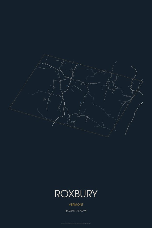 Roxbury Map Throw Pillow artwork detail