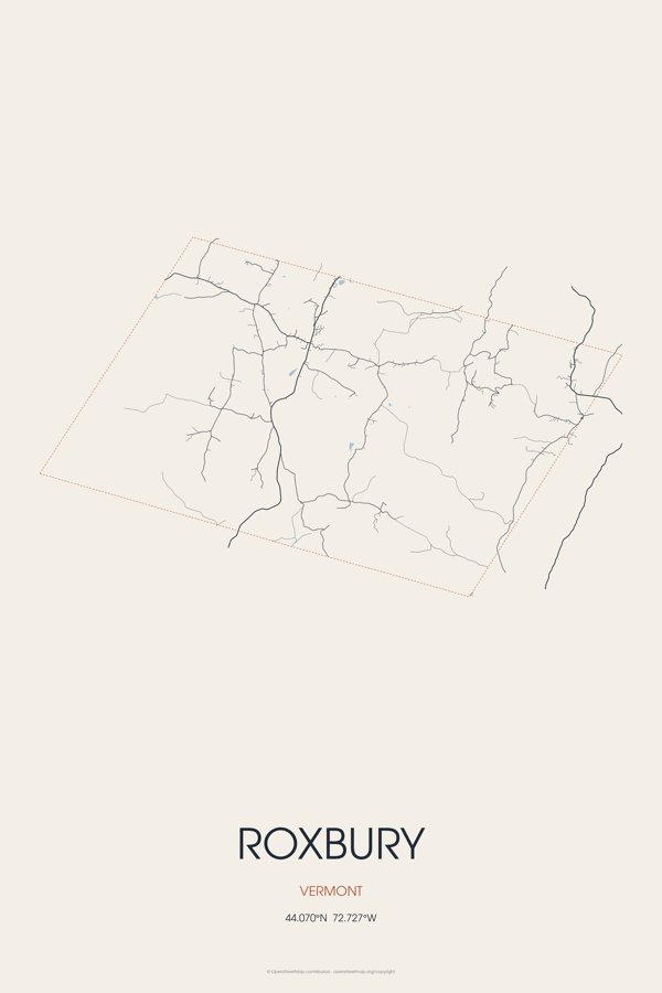 Roxbury Street Map Poster · Linen artwork detail