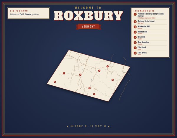 Roxbury Map Placemat artwork detail