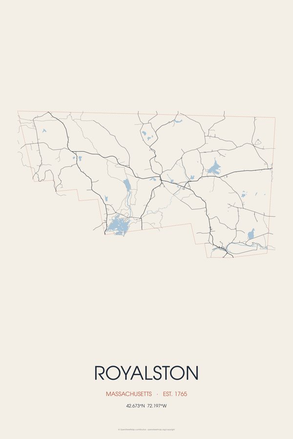 Royalston Street Map Poster · Linen artwork detail