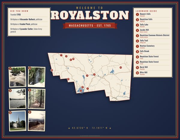 Royalston Map Placemat artwork detail