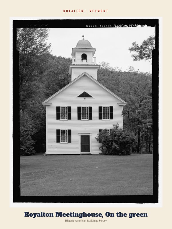 Royalton Royalton Meetinghouse, On the green Archive Print artwork detail