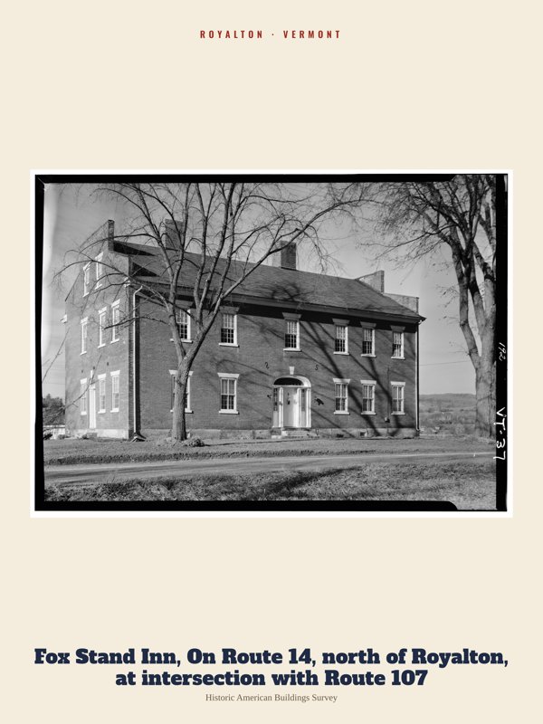 Royalton Fox Stand Inn, On Route 14, north of Royalton, at intersection with Route 107 Archive Print artwork detail