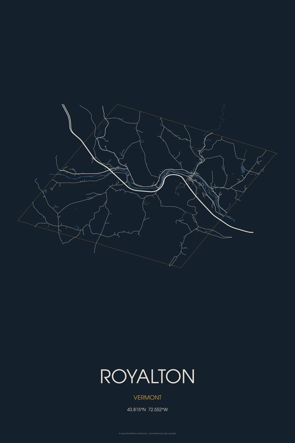 Royalton Street Map Poster · Midnight artwork detail