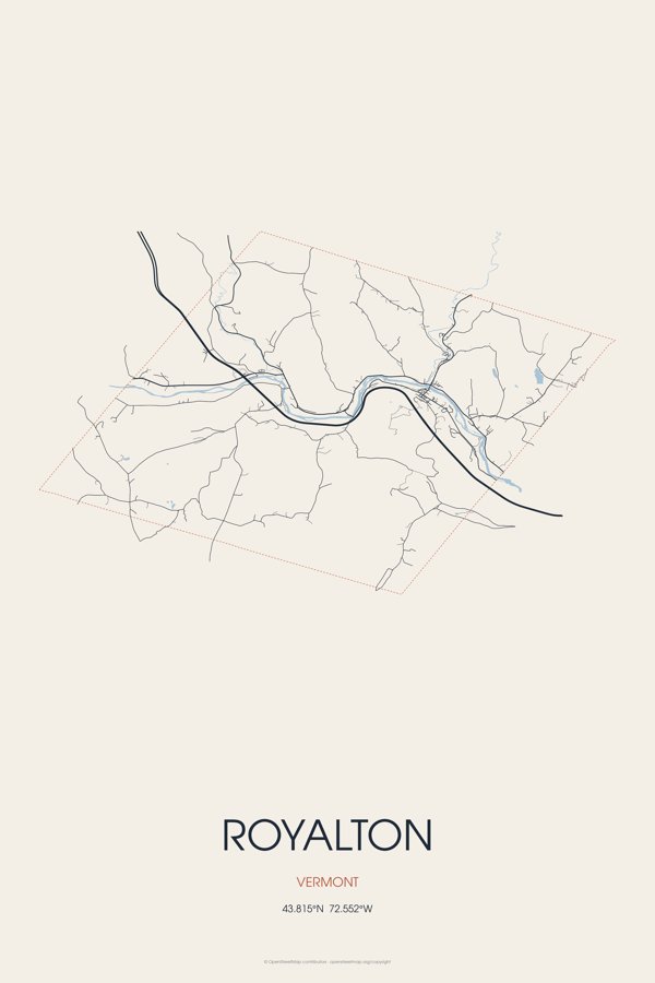 Royalton Street Map Poster · Linen artwork detail