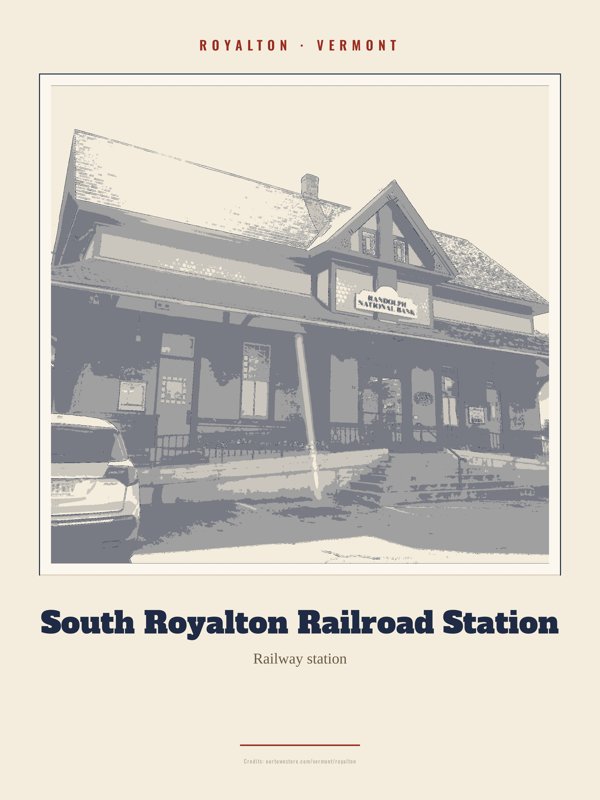 Royalton South Royalton Railroad Station Landmark Print artwork detail