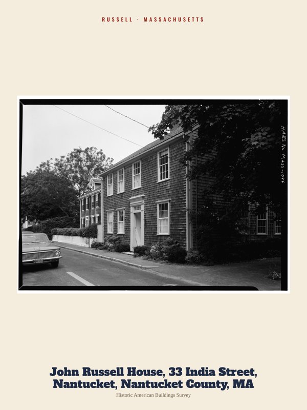 Russell John Russell House, 33 India Street, Nantucket, Nantucket County, MA Archive Print artwork detail
