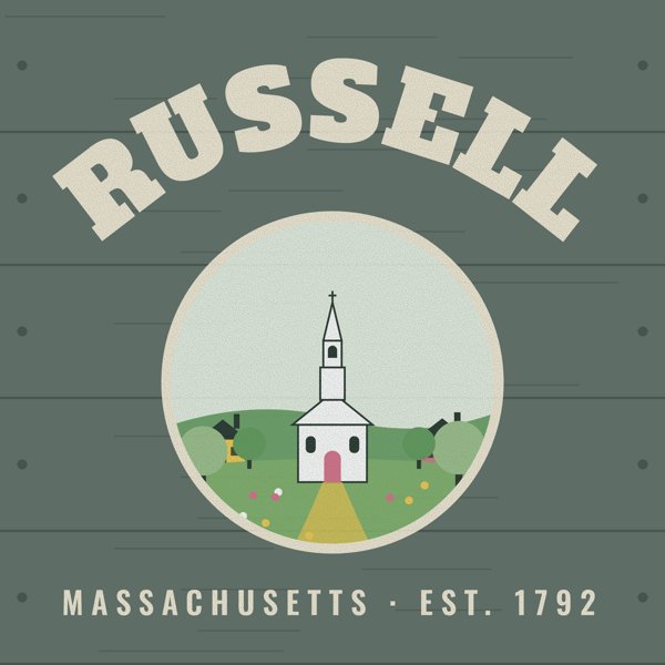 Russell Hometown Wood Sign artwork detail