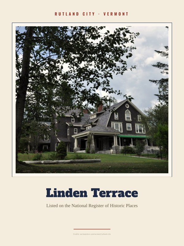 Rutland City Linden Terrace Landmark Print artwork detail