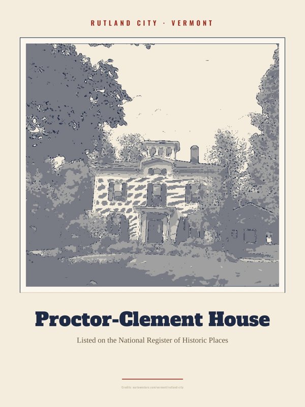 Rutland City Proctor-Clement House Landmark Print artwork detail