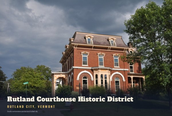 Rutland City Rutland Courthouse Historic District Postcard artwork detail