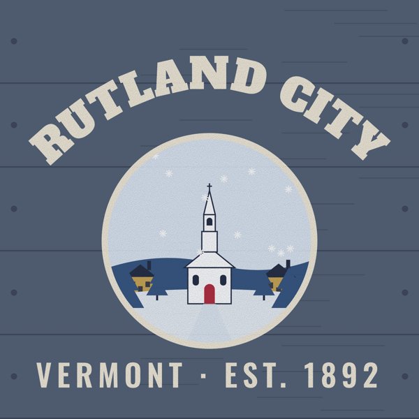 Rutland City Hometown Wood Sign artwork detail