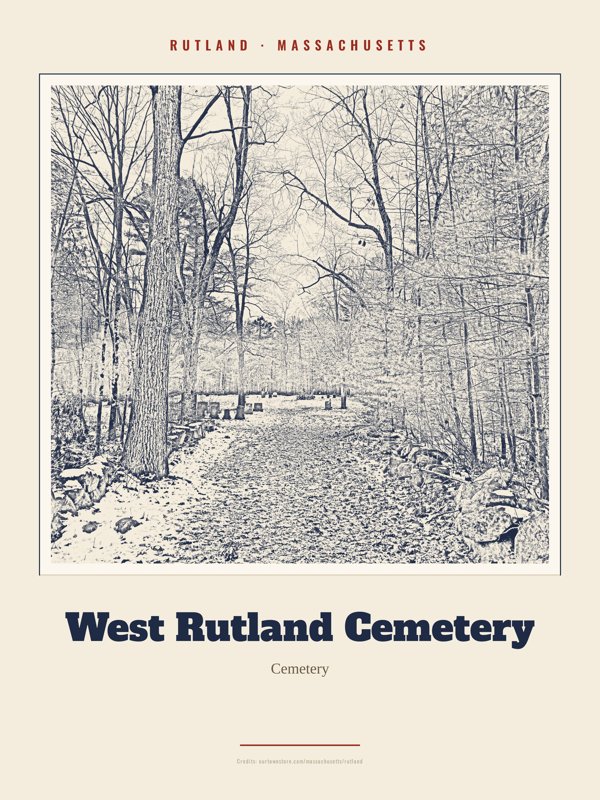 Rutland West Rutland Cemetery Landmark Print artwork detail