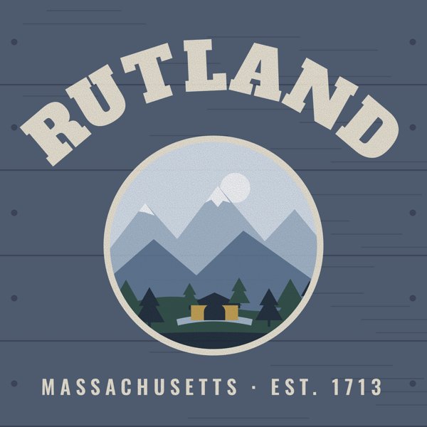 Rutland Hometown Wood Sign artwork detail