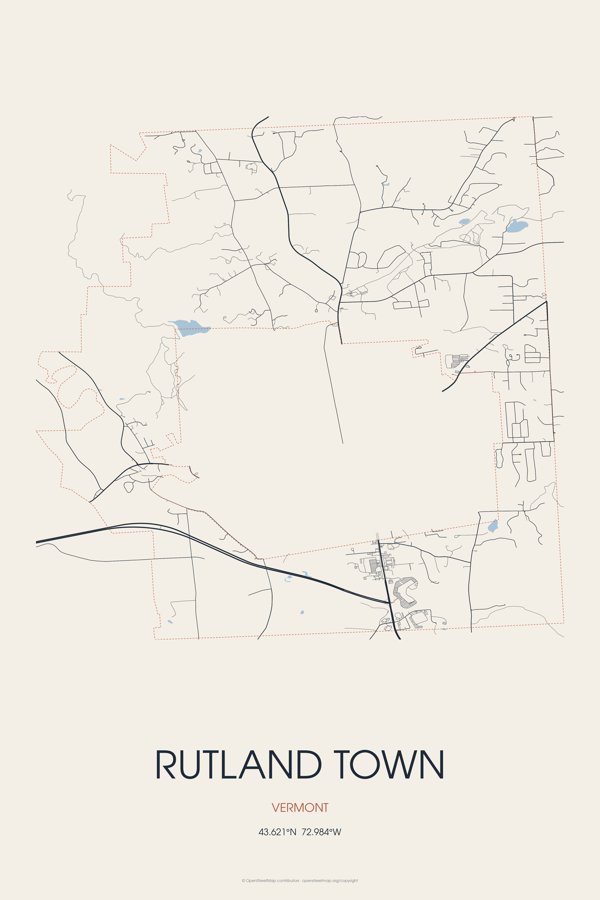Rutland Town Street Map Poster · Linen artwork detail