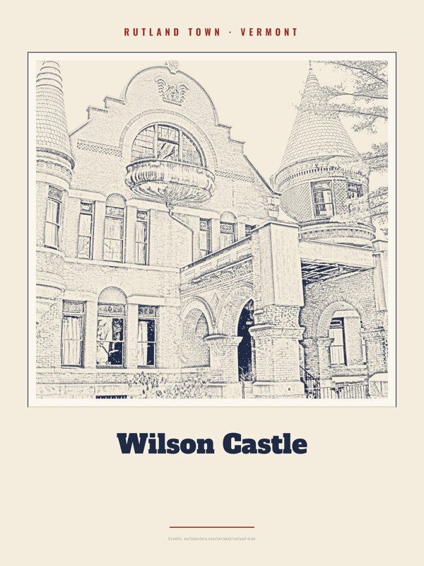 Rutland Town Wilson Castle Landmark Print artwork detail