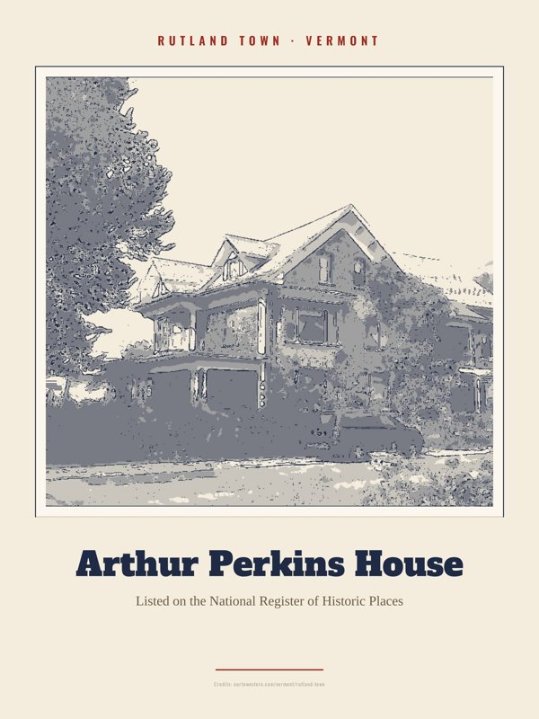 Rutland Town Arthur Perkins House Landmark Print artwork detail
