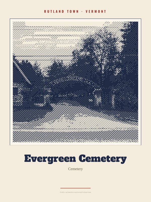Rutland Town Evergreen Cemetery Landmark Print artwork detail