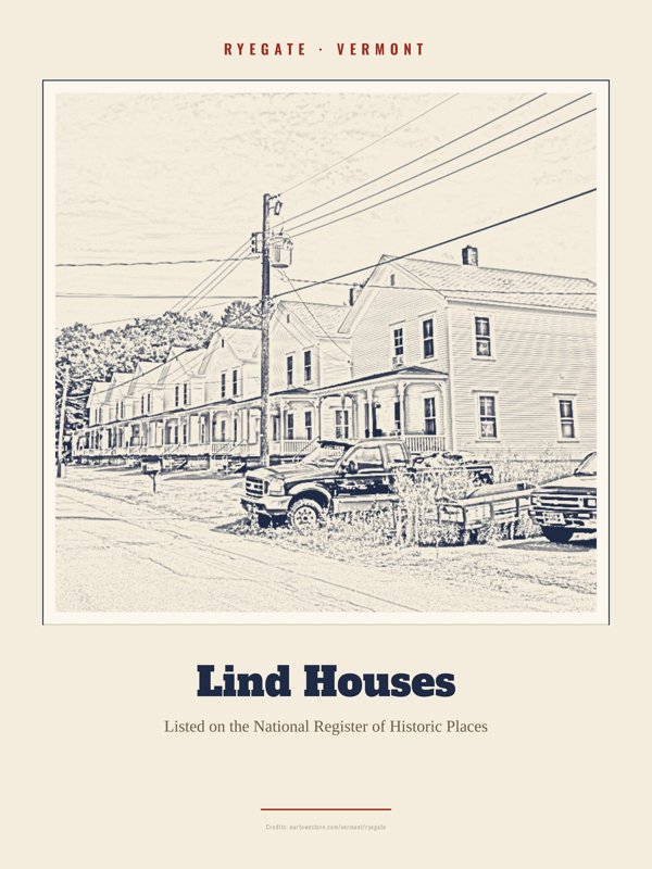 Ryegate Lind Houses Landmark Print artwork detail