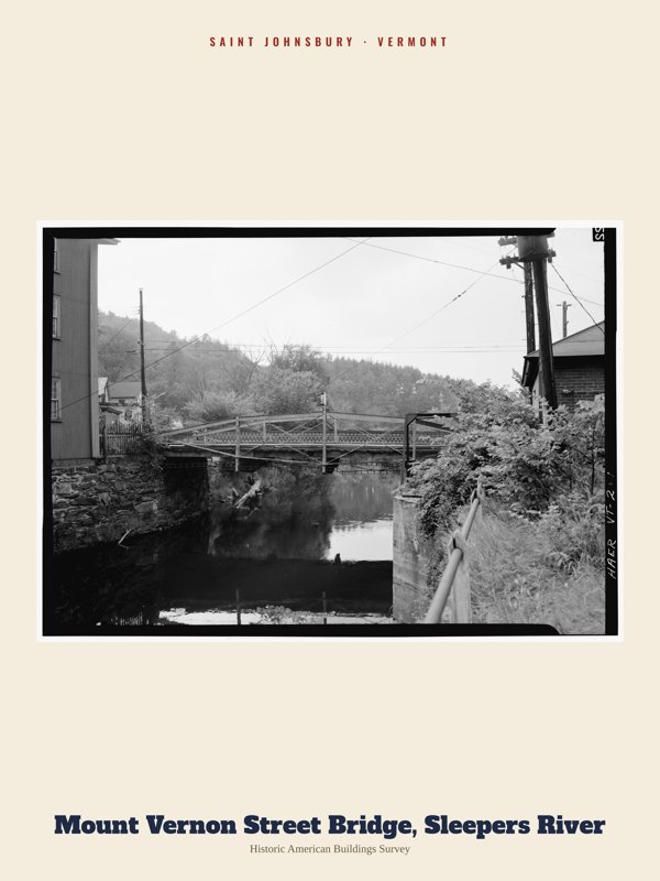 Saint Johnsbury Mount Vernon Street Bridge, Sleepers River Archive Print artwork detail