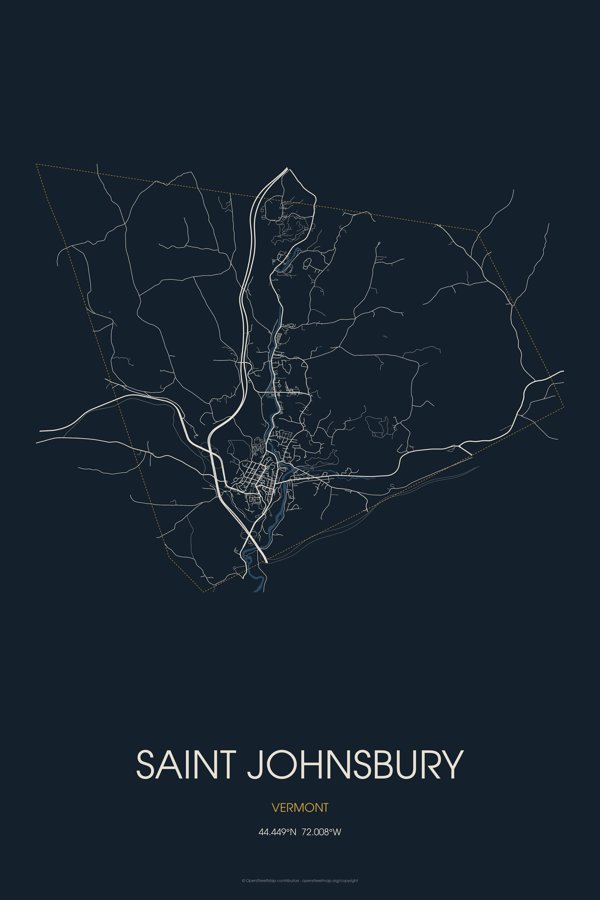 Saint Johnsbury Street Map Throw Blanket artwork detail