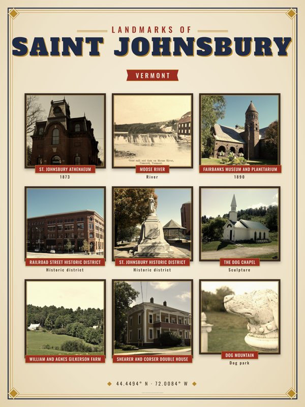 Saint Johnsbury Landmarks Photo Poster artwork detail