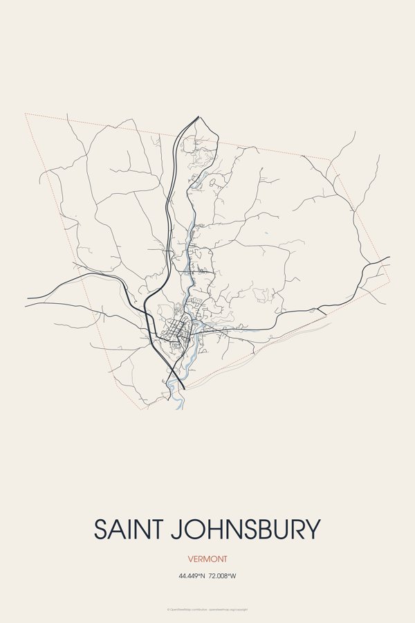 Saint Johnsbury Street Map Poster · Linen artwork detail