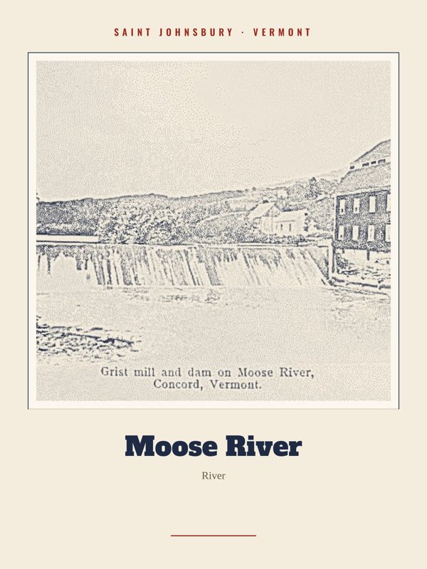 Saint Johnsbury Moose River Landmark Print artwork detail