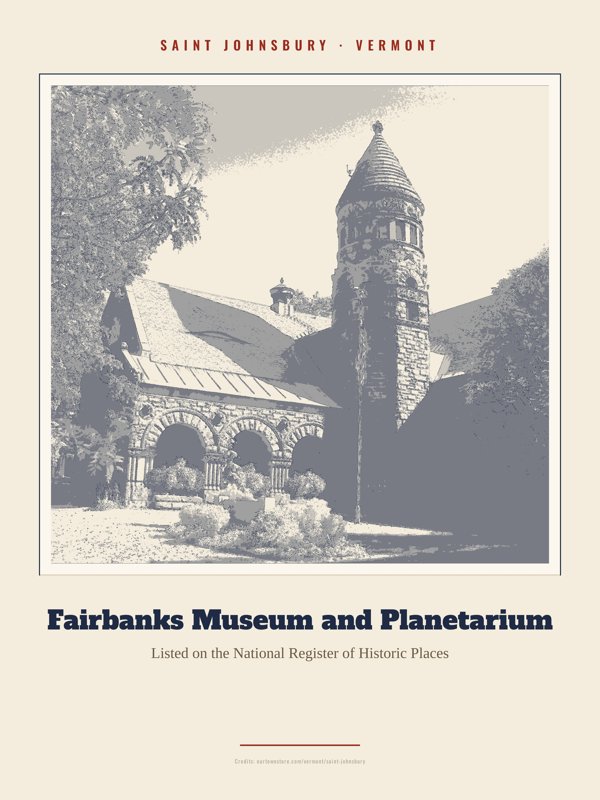 Saint Johnsbury Fairbanks Museum and Planetarium Landmark Print artwork detail