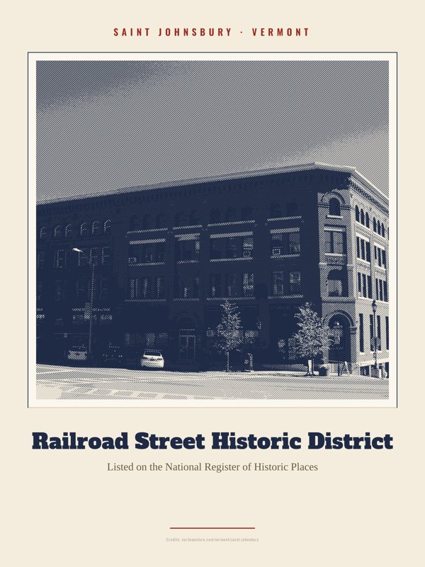Saint Johnsbury Railroad Street Historic District Landmark Print artwork detail