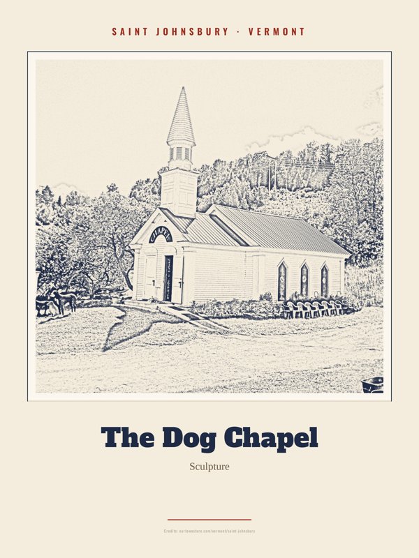 Saint Johnsbury The Dog Chapel Landmark Print artwork detail