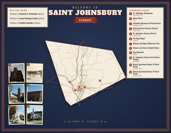 Saint Johnsbury Map Placemat artwork detail