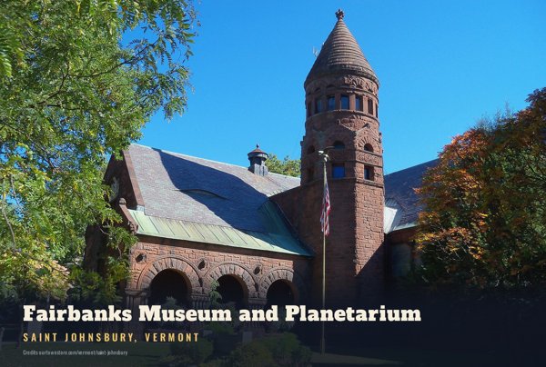 Saint Johnsbury Fairbanks Museum and Planetarium Postcard artwork detail